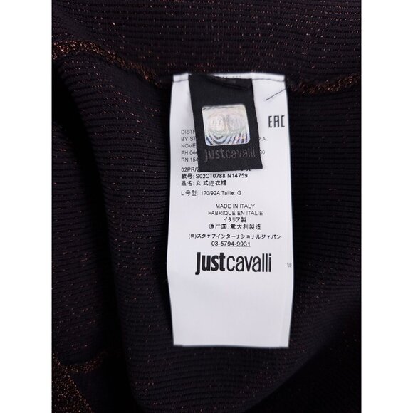 Just Cavalli Lurux Cocktail Evening Dress Size 8 Brown Metallic NWT $550 - Picture 9 of 9